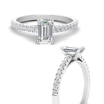 Load image into Gallery viewer, Emerald Cut Lab diamond Petite Engagement Rings 14K White Gold | Cuts &amp; Carat
