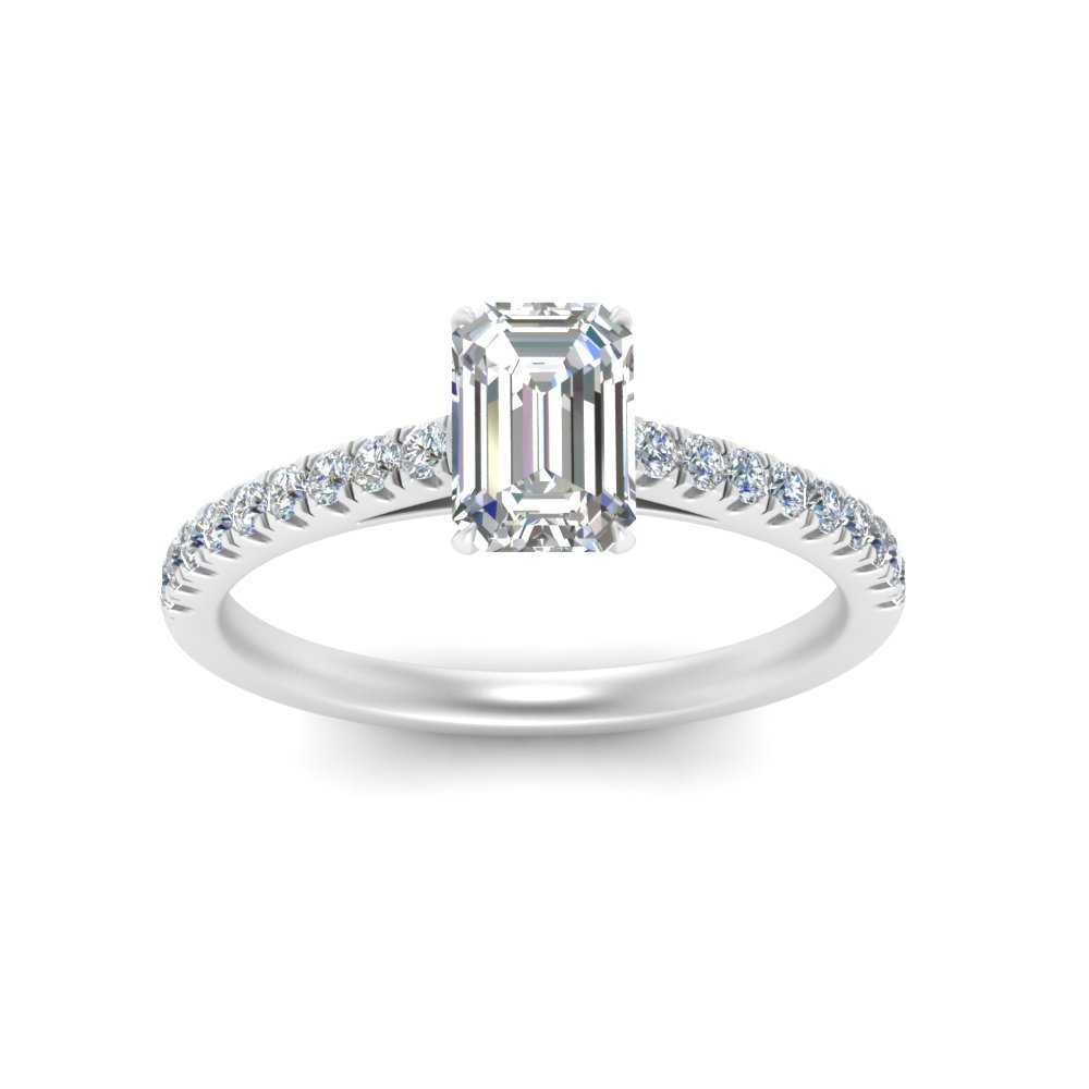 Emerald Cut Lab diamond Petite Engagement Rings 14K White Gold | Cuts & Carat
