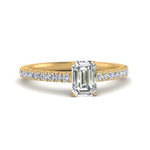 Load image into Gallery viewer, Emerald Cut Lab diamond Petite Engagement Rings 14K Yellow Gold | Cuts &amp; Carat
