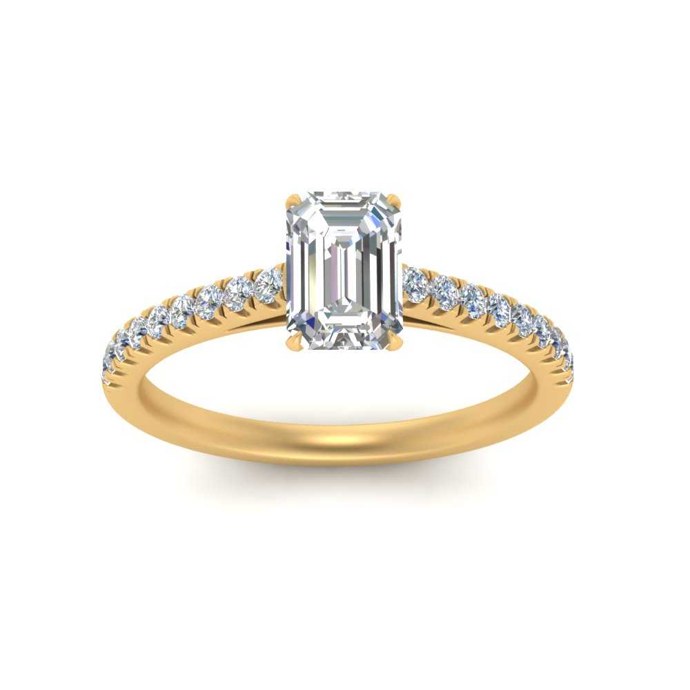 Emerald Cut Lab diamond Petite Engagement Rings 14K Yellow Gold | Cuts & Carat