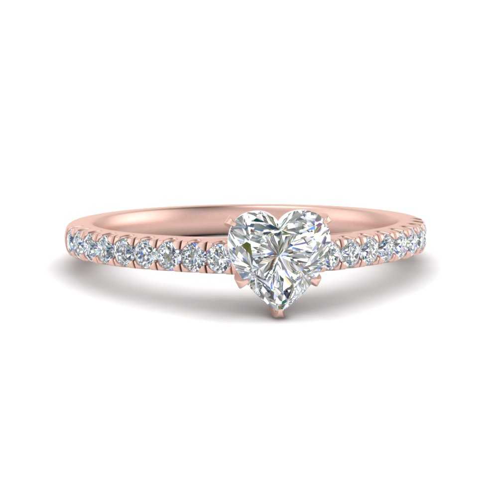 Heart Shaped Lab diamond Petite Engagement Rings 14K Rose Gold | Cuts & Carat
