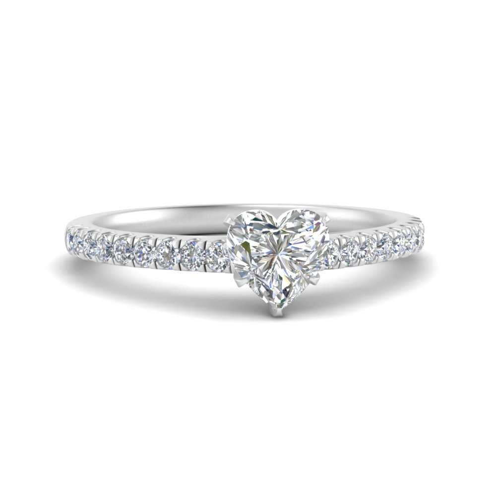 Heart Shaped Lab diamond Petite Engagement Rings 14K White Gold | Cuts & Carat
