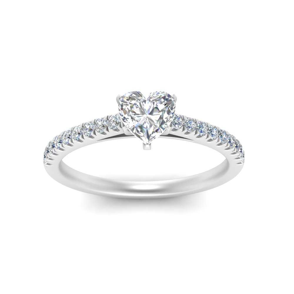Heart Shaped Lab diamond Petite Engagement Rings 14K White Gold | Cuts & Carat
