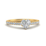 Load image into Gallery viewer, Heart Shaped Lab diamond Petite Engagement Rings 14K Yellow Gold | Cuts &amp; Carat
