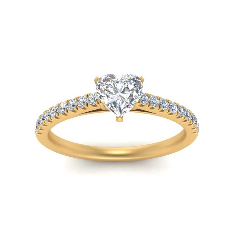 Heart Shaped Lab diamond Petite Engagement Rings 14K Yellow Gold | Cuts & Carat