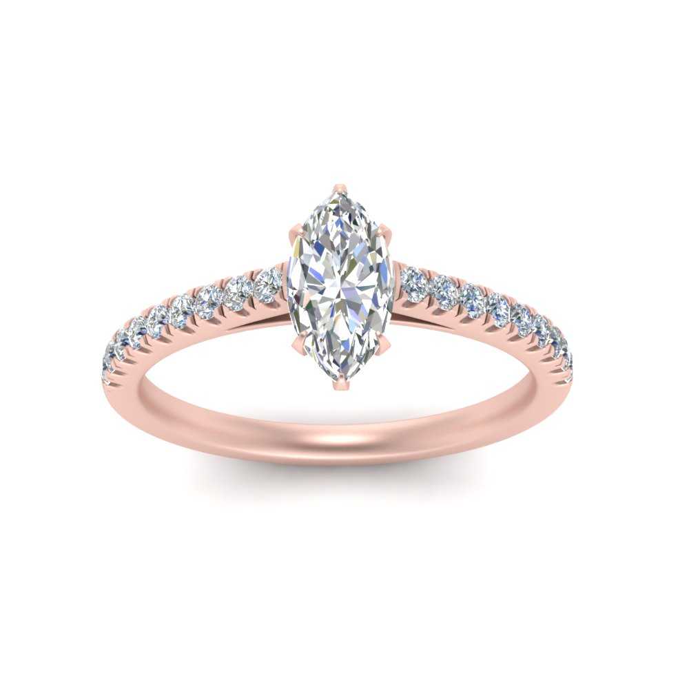 Marquise Cut Lab diamond Petite Engagement Rings 14K Rose Gold | Cuts & Carat