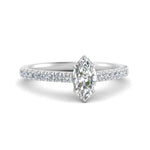 Load image into Gallery viewer, Marquise Cut Lab diamond Petite Engagement Rings 14K White Gold | Cuts &amp; Carat
