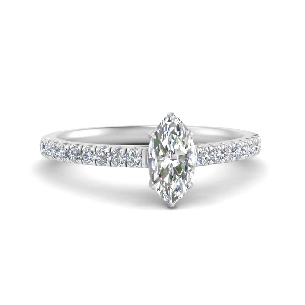 Marquise Cut Lab diamond Petite Engagement Rings 14K White Gold | Cuts & Carat