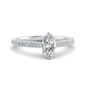 Marquise Cut Lab diamond Petite Engagement Rings 14K White Gold | Cuts & Carat