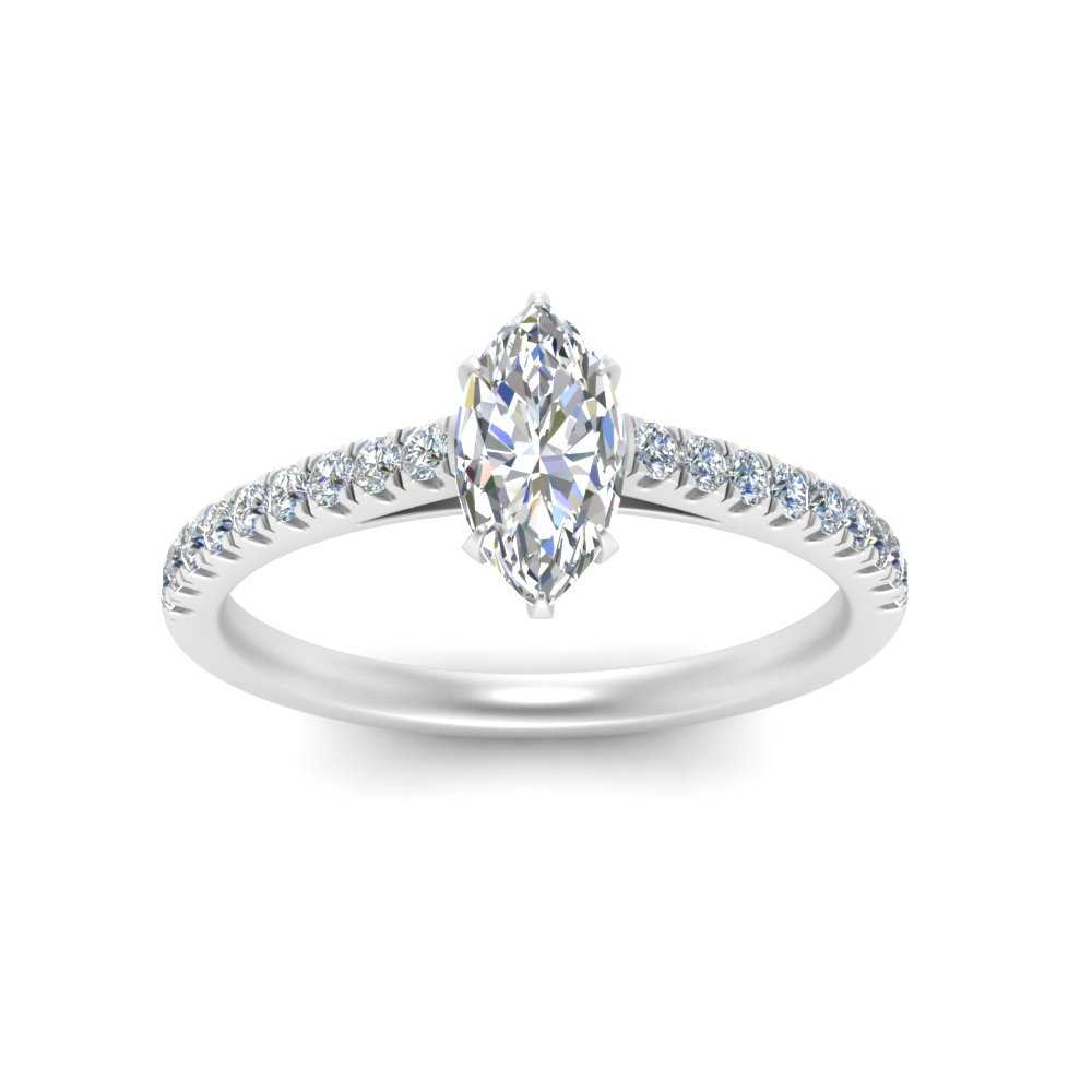Marquise Cut Lab diamond Petite Engagement Rings 14K White Gold | Cuts & Carat