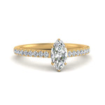 Load image into Gallery viewer, Marquise Cut Lab diamond Petite Engagement Rings 14K Yellow Gold | Cuts &amp; Carat
