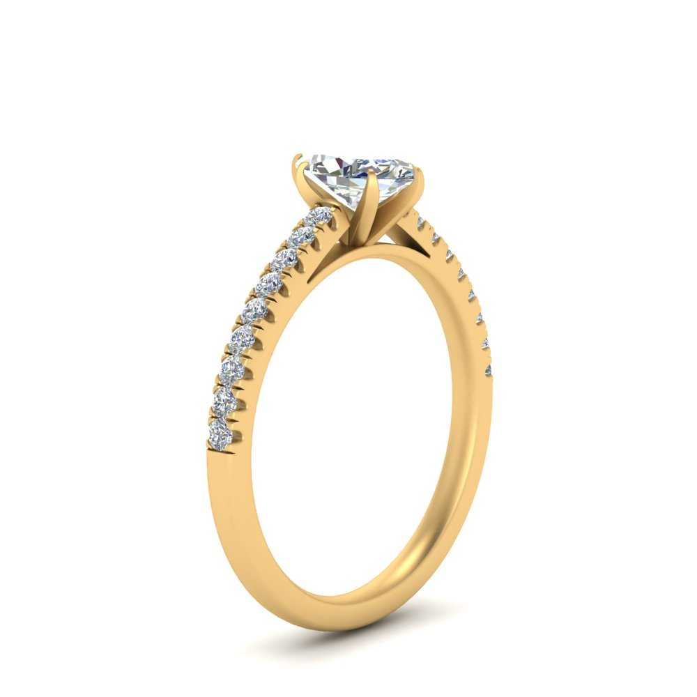 Marquise Cut Lab diamond Petite Engagement Rings 14K Yellow Gold | Cuts & Carat