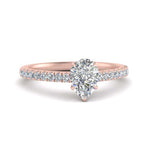 Load image into Gallery viewer, Pear Shaped Lab diamond Petite Engagement Rings 14K Rose Gold | Cuts &amp; Carat
