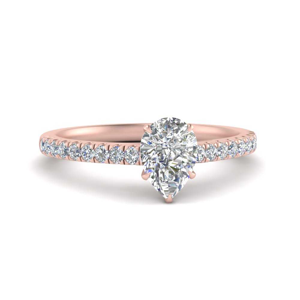 Pear Shaped Lab diamond Petite Engagement Rings 14K Rose Gold | Cuts & Carat
