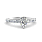 Load image into Gallery viewer, Pear Shaped Lab diamond Petite Engagement Rings 14K White Gold | Cuts &amp; Carat

