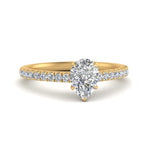 Load image into Gallery viewer, Pear Shaped Lab diamond Petite Engagement Rings 14K Yellow Gold | Cuts &amp; Carat
