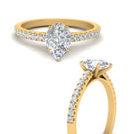 Load image into Gallery viewer, Pear Shaped Lab diamond Petite Engagement Rings 14K Yellow Gold | Cuts &amp; Carat
