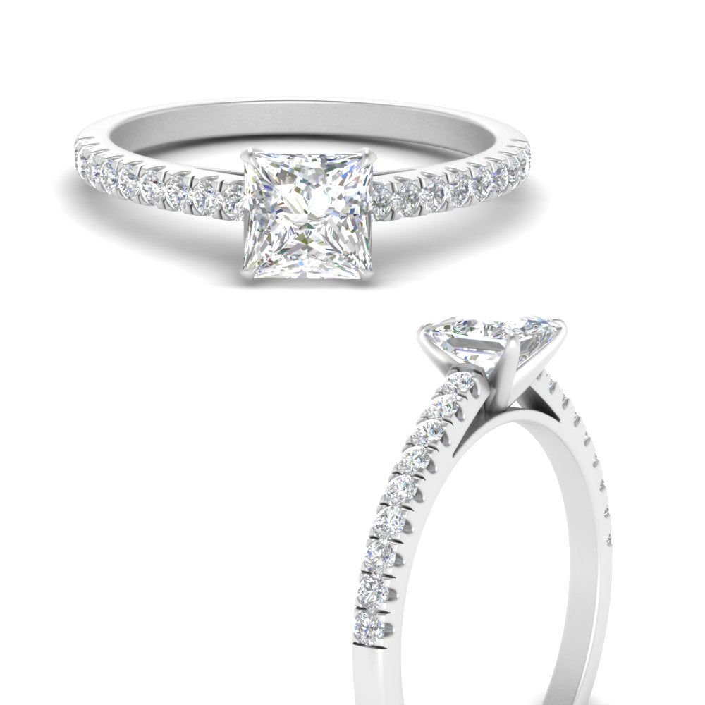 Lab diamond U Prong Engagement Rings 14K Gold