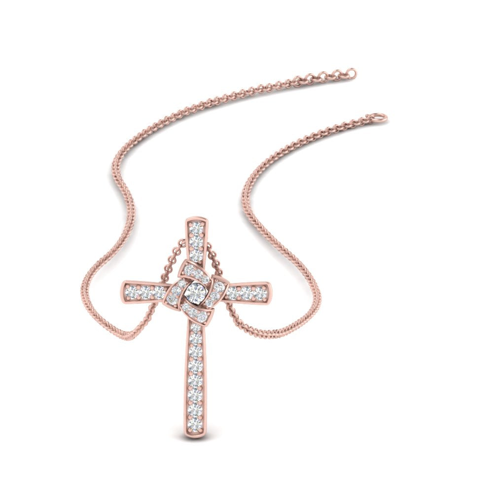 Unique Lab Diamond Cross Pendant For Women