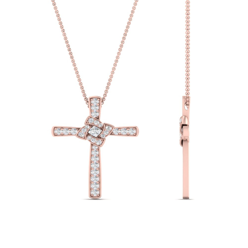 Unique Lab Diamond Cross Pendant For Women
