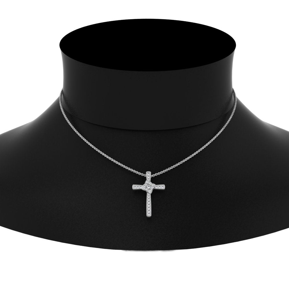 Unique Lab Diamond Cross Pendant For Women