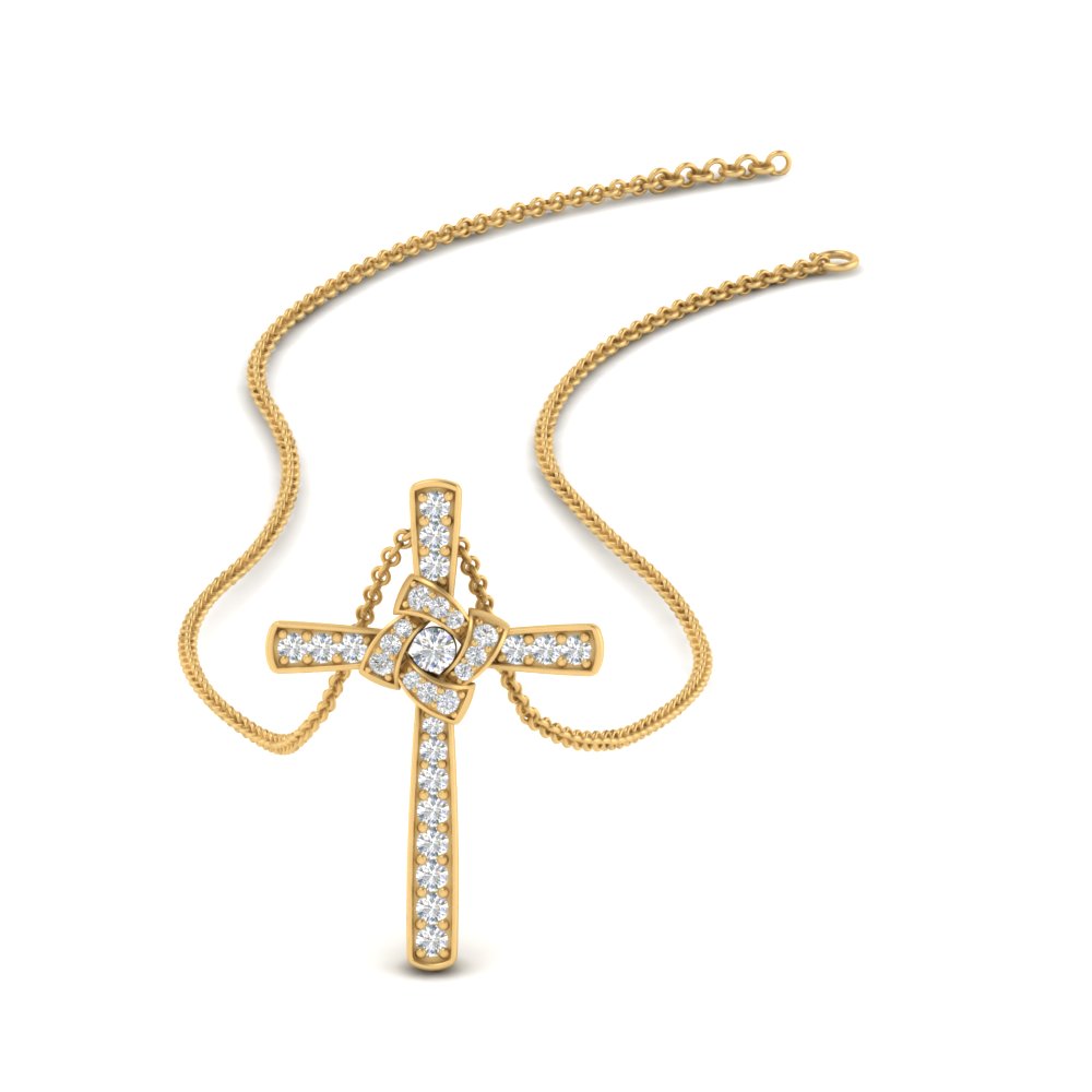 Unique Lab Diamond Cross Pendant For Women