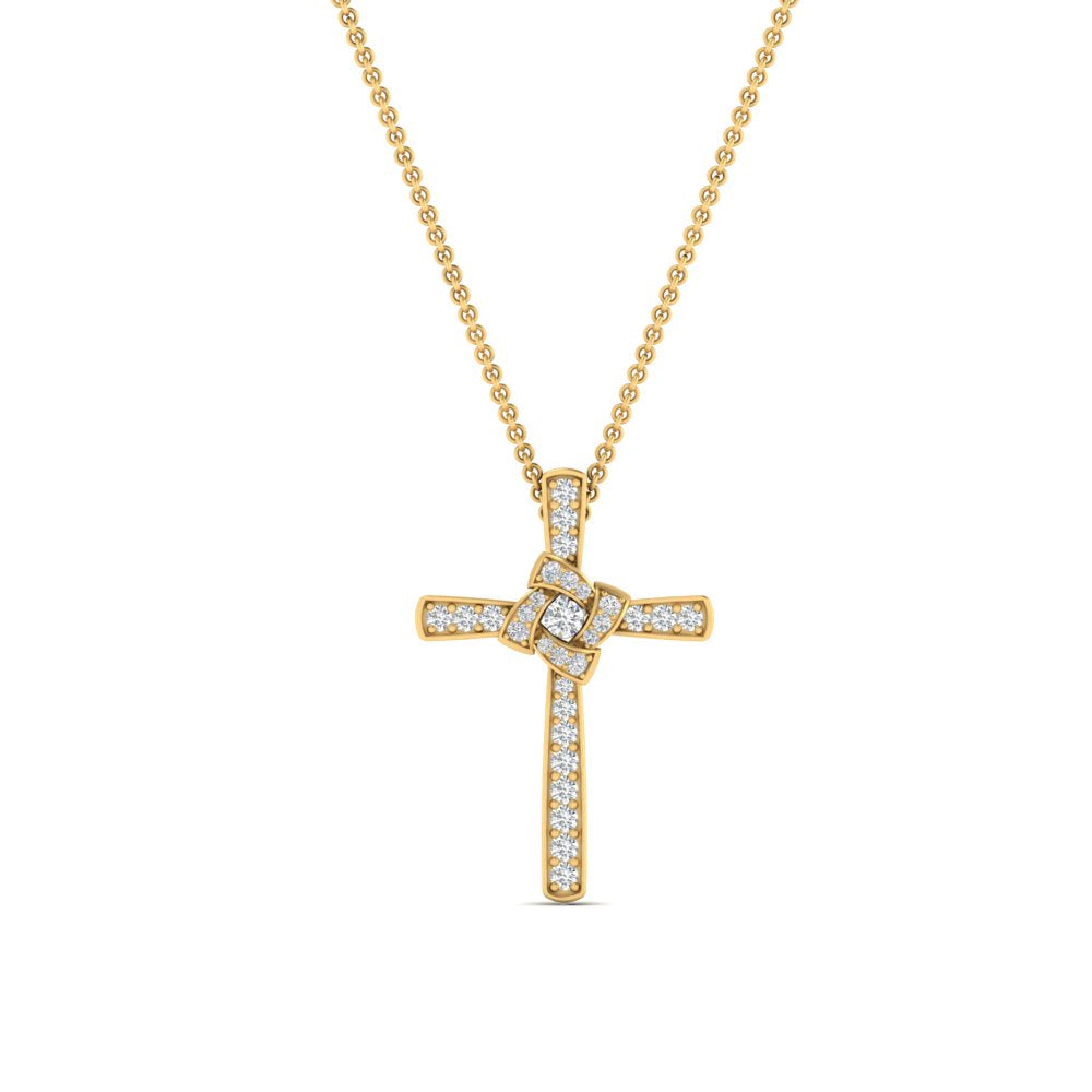Unique Lab Diamond Cross Pendant For Women