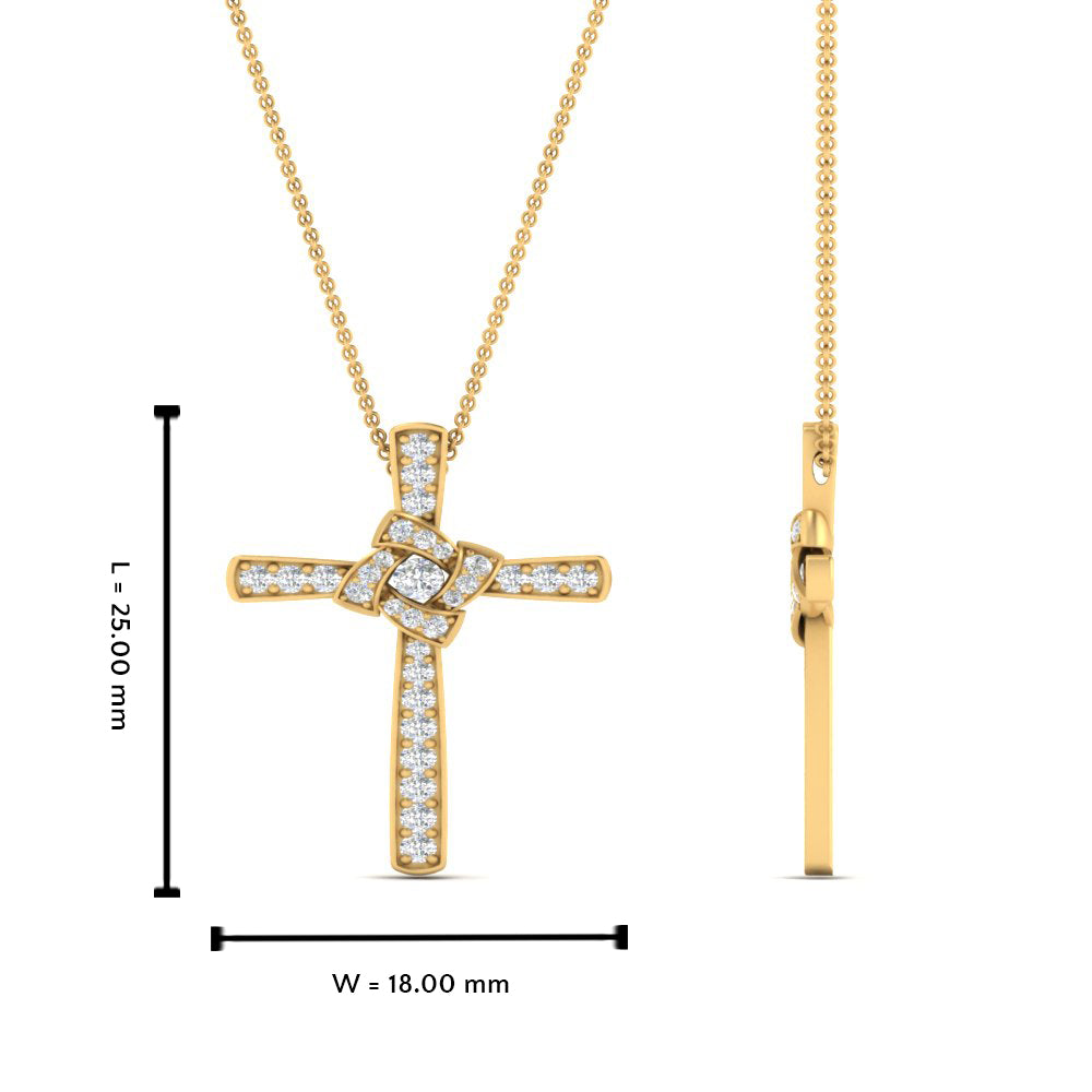 Unique Lab Diamond Cross Pendant For Women