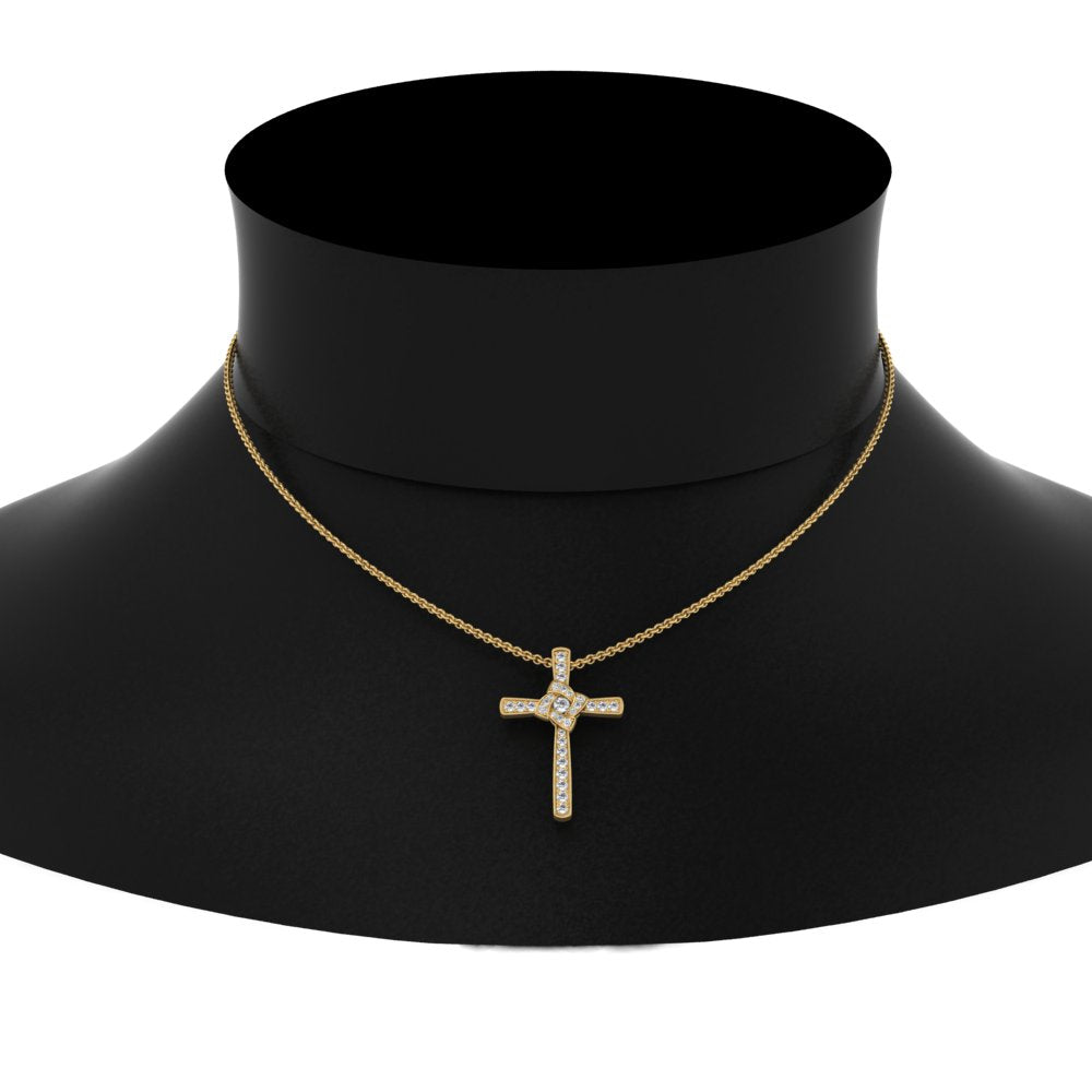 Unique Lab Diamond Cross Pendant For Women