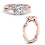 Load image into Gallery viewer, Lab Asscher Cut Diamond Halo Engagement Rings 14K Rose Gold
