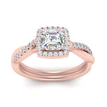 Load image into Gallery viewer, Lab Asscher Cut Diamond Halo Engagement Rings 14K Rose Gold
