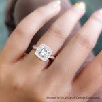 Load image into Gallery viewer, Lab Asscher Cut Diamond Halo Engagement Rings 14K Rose Gold
