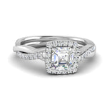 Load image into Gallery viewer, Lab Asscher Cut Diamond Halo Engagement Rings 14K White Gold
