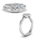 Load image into Gallery viewer, Lab Asscher Cut Diamond Halo Engagement Rings 14K White Gold
