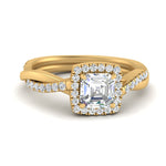 Load image into Gallery viewer, Lab Asscher Cut Diamond Halo Engagement Rings 14K Yellow Gold
