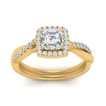 Load image into Gallery viewer, Lab Asscher Cut Diamond Halo Engagement Rings 14K Yellow Gold
