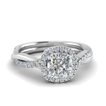 Load image into Gallery viewer, Lab Cushion Cut Diamond Halo Engagement Rings 14K White Gold
