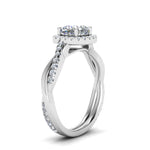 Load image into Gallery viewer, Lab Cushion Cut Diamond Halo Engagement Rings 14K White Gold
