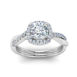 Load image into Gallery viewer, Lab Cushion Cut Diamond Halo Engagement Rings 14K White Gold
