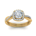 Load image into Gallery viewer, Lab Cushion Cut Diamond Halo Engagement Rings 14K Yellow Gold
