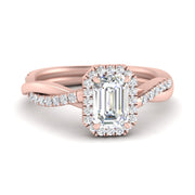Lab Emerald Cut Diamond Halo Infinity Engagement Ring For Her 14K Rose Gold