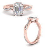 Load image into Gallery viewer, Lab Emerald Cut Diamond Halo Infinity Engagement Ring For Her 14K Rose Gold
