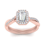 Load image into Gallery viewer, Lab Emerald Cut Diamond Halo Infinity Engagement Ring For Her 14K Rose Gold
