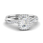 Load image into Gallery viewer, Lab Emerald Cut Diamond Halo Infinity Engagement Ring For Her 14K White Gold
