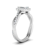 Load image into Gallery viewer, Lab Emerald Cut Diamond Halo Infinity Engagement Ring For Her 14K White Gold
