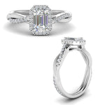 Load image into Gallery viewer, Lab Emerald Cut Diamond Halo Infinity Engagement Ring For Her 14K White Gold

