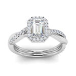 Load image into Gallery viewer, Lab Emerald Cut Diamond Halo Infinity Engagement Ring For Her 14K White Gold
