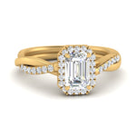 Load image into Gallery viewer, Lab Emerald Cut Diamond Halo Infinity Engagement Ring For Her 14K Yellow Gold
