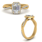 Load image into Gallery viewer, Lab Emerald Cut Diamond Halo Infinity Engagement Ring For Her 14K Yellow Gold
