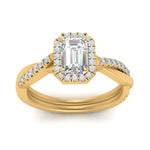 Load image into Gallery viewer, Lab Emerald Cut Diamond Halo Infinity Engagement Ring For Her 14K Yellow Gold
